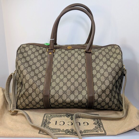 Gucci Vintage Large Boston Bag in GG Supreme Coated Canvas - Picture 16 of 16